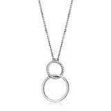 High polished (no plating) Stainless Steel Chain Pendant with AAA Grade CZ  in Clear