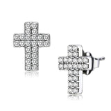High polished (no plating) Stainless Steel Earrings with AAA Grade CZ  in Clear