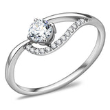 High polished (no plating) Stainless Steel Ring with AAA Grade CZ  in Clear