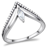 High polished (no plating) Stainless Steel Ring with AAA Grade CZ  in Clear
