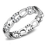 High polished (no plating) Stainless Steel Ring with AAA Grade CZ  in Clear