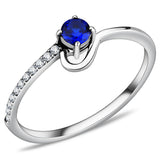 High polished (no plating) Stainless Steel Ring with AAA Grade CZ  in London Blue