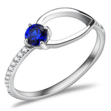 High polished (no plating) Stainless Steel Ring with AAA Grade CZ  in London Blue