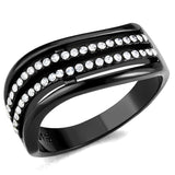 IP Black(Ion Plating) Stainless Steel Ring with AAA Grade CZ  in Clear