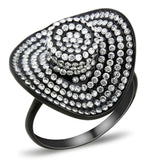 IP Black(Ion Plating) Stainless Steel Ring with AAA Grade CZ  in Clear
