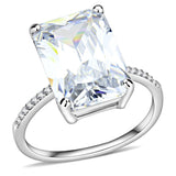 High polished (no plating) Stainless Steel Ring with AAA Grade CZ  in Clear