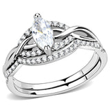 High polished (no plating) Stainless Steel Ring with AAA Grade CZ  in Clear