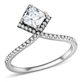 High polished (no plating) Stainless Steel Ring with AAA Grade CZ  in Clear