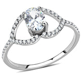 High polished (no plating) Stainless Steel Ring with AAA Grade CZ  in Clear