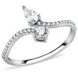 High polished (no plating) Stainless Steel Ring with AAA Grade CZ  in Clear