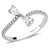 High polished (no plating) Stainless Steel Ring with AAA Grade CZ  in Clear