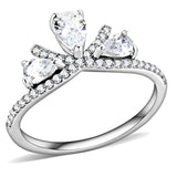 High polished (no plating) Stainless Steel Ring with AAA Grade CZ  in Clear