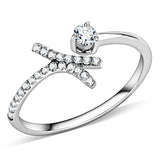 High polished (no plating) Stainless Steel Ring with AAA Grade CZ  in Clear