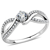 High polished (no plating) Stainless Steel Ring with AAA Grade CZ  in Clear