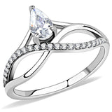 High polished (no plating) Stainless Steel Ring with AAA Grade CZ  in Clear