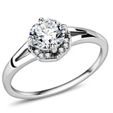 High polished (no plating) Stainless Steel Ring with AAA Grade CZ  in Clear