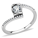 High polished (no plating) Stainless Steel Ring with AAA Grade CZ  in Clear