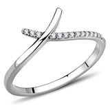 High polished (no plating) Stainless Steel Ring with AAA Grade CZ  in Clear