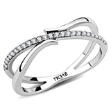High polished (no plating) Stainless Steel Ring with AAA Grade CZ  in Clear