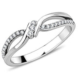 High polished (no plating) Stainless Steel Ring with AAA Grade CZ  in Clear
