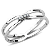 High polished (no plating) Stainless Steel Ring with AAA Grade CZ  in Clear