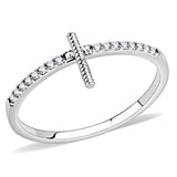 High polished (no plating) Stainless Steel Ring with AAA Grade CZ  in Clear