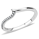 High polished (no plating) Stainless Steel Ring with AAA Grade CZ  in Clear
