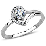 High polished (no plating) Stainless Steel Ring with AAA Grade CZ  in Clear