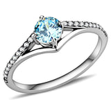 High polished (no plating) Stainless Steel Ring with AAA Grade CZ  in Sea Blue