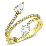 IP Gold(Ion Plating) Stainless Steel Ring with AAA Grade CZ  in Clear