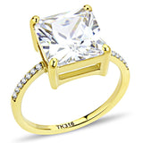 IP Gold(Ion Plating) Stainless Steel Ring with AAA Grade CZ  in Clear