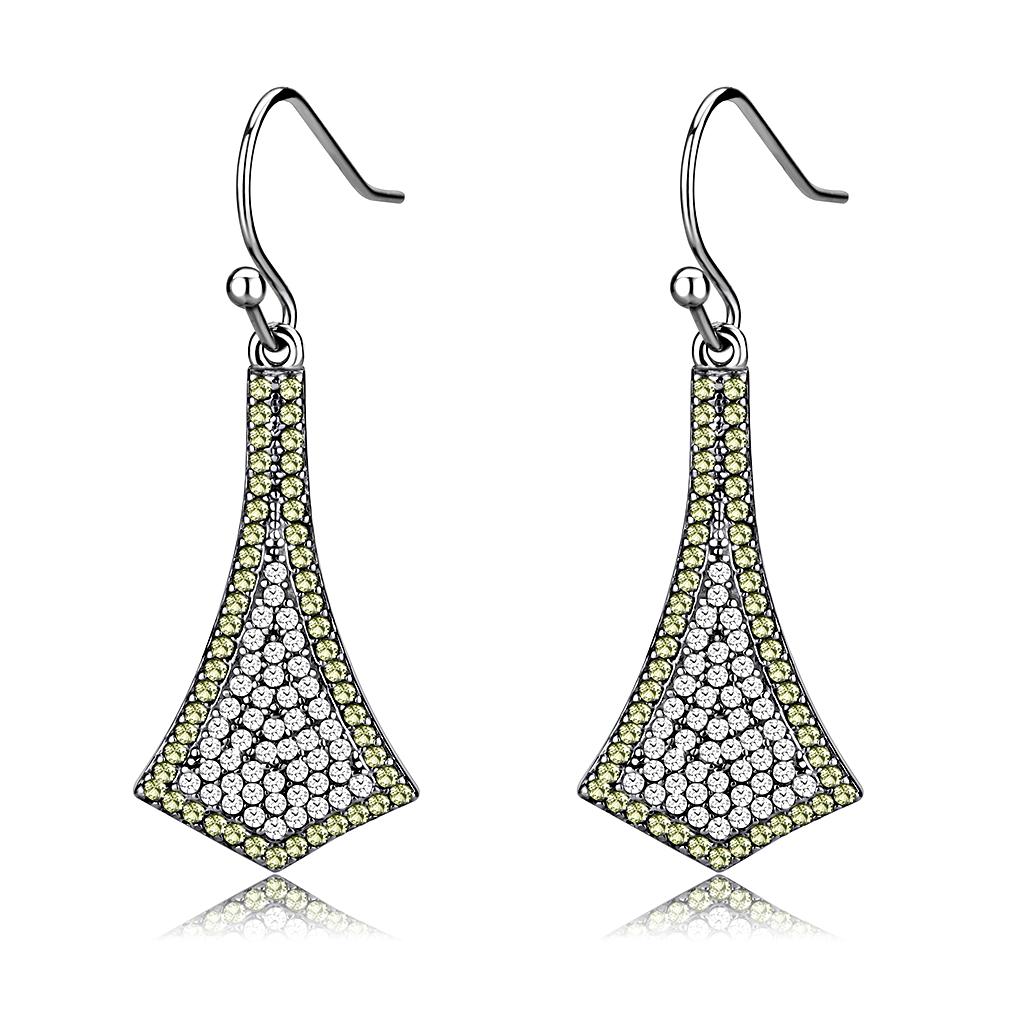 High polished (no plating) Stainless Steel Earrings with AAA Grade CZ  in Topaz