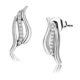High polished (no plating) Stainless Steel Earrings with AAA Grade CZ  in Clear
