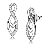 High polished (no plating) Stainless Steel Earrings with AAA Grade CZ  in Clear