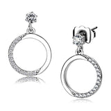 High polished (no plating) Stainless Steel Earrings with AAA Grade CZ  in Clear