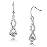 High polished (no plating) Stainless Steel Earrings with AAA Grade CZ  in Clear