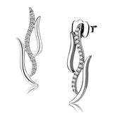 High polished (no plating) Stainless Steel Earrings with AAA Grade CZ  in Clear