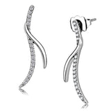 High polished (no plating) Stainless Steel Earrings with AAA Grade CZ  in Clear