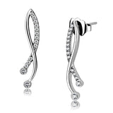 High polished (no plating) Stainless Steel Earrings with AAA Grade CZ  in Clear