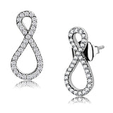 High polished (no plating) Stainless Steel Earrings with AAA Grade CZ  in Clear