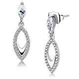High polished (no plating) Stainless Steel Earrings with AAA Grade CZ  in Clear