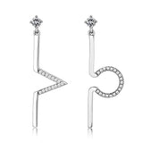 High polished (no plating) Stainless Steel Earrings with AAA Grade CZ  in Clear