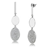 High polished (no plating) Stainless Steel Earrings with AAA Grade CZ  in Clear