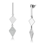 High polished (no plating) Stainless Steel Earrings with AAA Grade CZ  in Clear