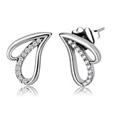High polished (no plating) Stainless Steel Earrings with AAA Grade CZ  in Clear