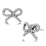 High polished (no plating) Stainless Steel Earrings with AAA Grade CZ  in Clear