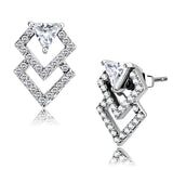 High polished (no plating) Stainless Steel Earrings with AAA Grade CZ  in Clear