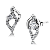 High polished (no plating) Stainless Steel Earrings with AAA Grade CZ  in Clear
