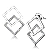 High polished (no plating) Stainless Steel Earrings with AAA Grade CZ  in Clear