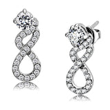 High polished (no plating) Stainless Steel Earrings with AAA Grade CZ  in Clear
